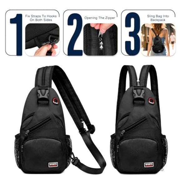 Convertible Sling Backpack with Tablet Pocket, Headphone Jack, Water Resistant main image 4